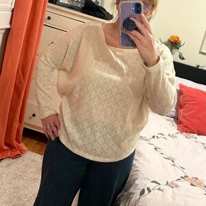 White Birch Cream Lace Knit Top